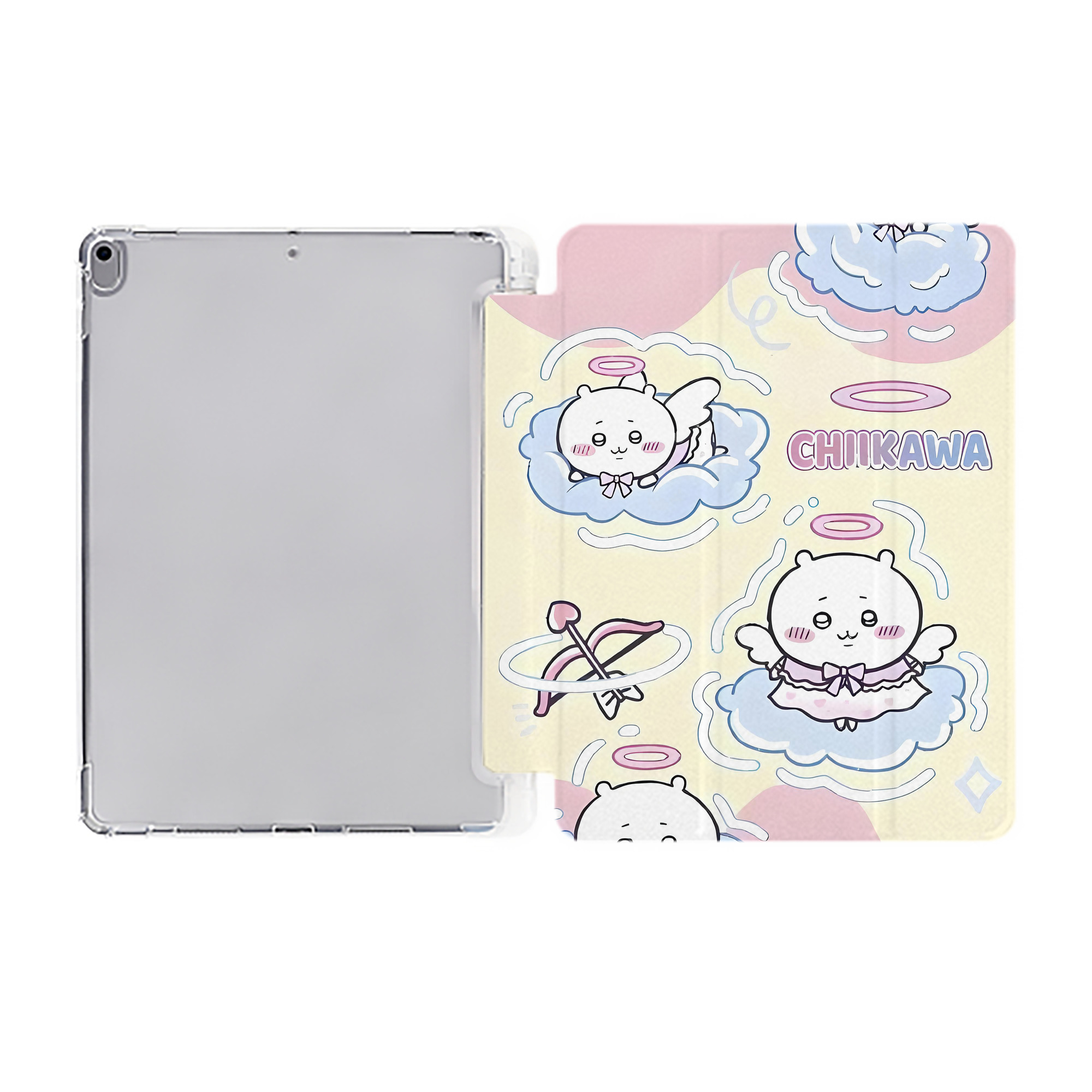 （画像用） ちいかわ Chii-kawa IPad ケース ペン収納付き 三つ折りスタンド PUレザー×シリコン 対応機種9.5/10.5/10.9インチ
